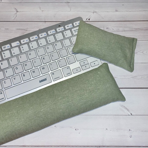 Linen - Mouse pad set - mouse wrist rest and/or keyboard rest  - aqua, seafoam, orchid coworker gift, under 50, office accessories, desk