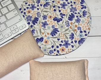 spring floral mouse pad Keyboard rest and or WRIST REST mustard MousePad set - coworker gift - office Desk Accessories, spring decor