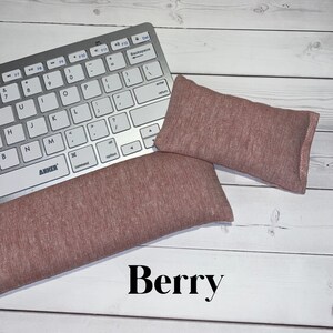 Linen Mouse pad set mouse wrist rest and/or keyboard rest aqua, seafoam, orchid coworker gift, under 50, office accessories, desk Berry