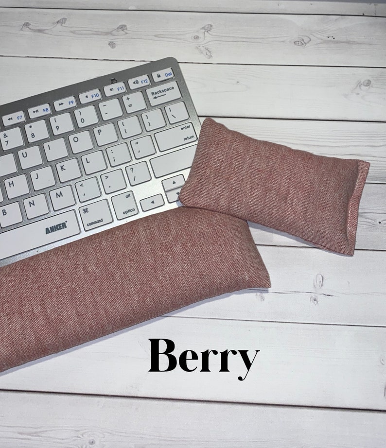 Linen Mouse pad set mouse wrist rest and/or keyboard rest aqua, seafoam, orchid coworker gift, under 50, office accessories, desk Berry