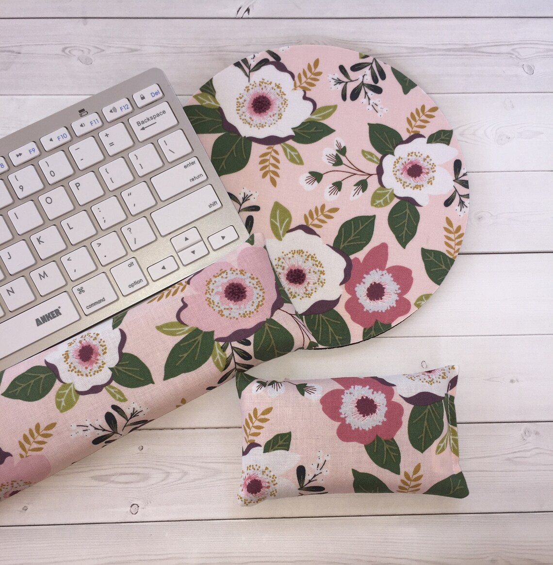 Mouse pad wrist rest Keyboard rest set Floral flowers Etsy