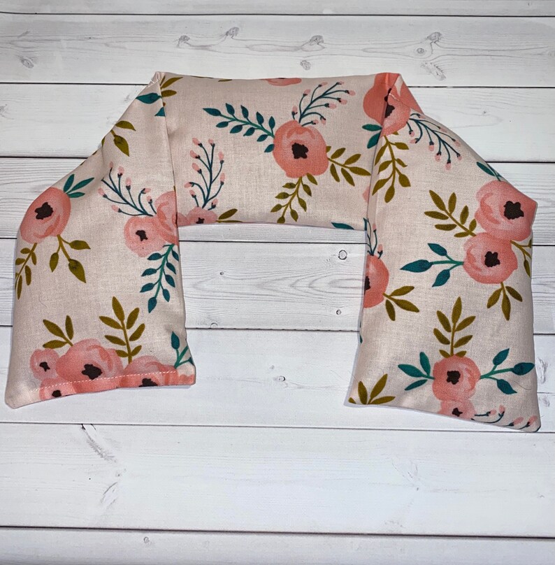 Flax Seed Neck Shoulder Wrap Blush Pink Floral Flowers Heat Etsy