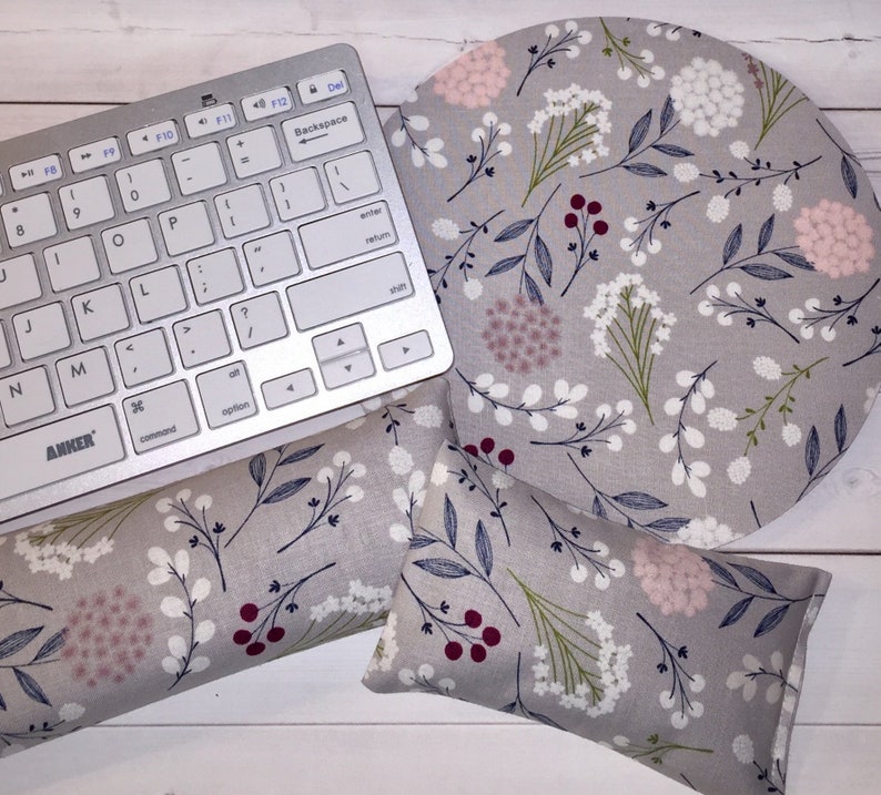 floral Keyboard and / or WRIST REST Mouse Pads office Desk Accessories decor college gift image 1