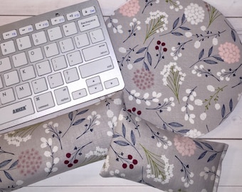 floral mouse pad Keyboard rest and or WRIST REST mothers day  MousePad set  - coworker gift - office Desk Accessories Christmas, flax seeds