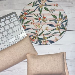 Floral Keyboard rest and / or WRIST REST for MousePads  - coworker gift, gift for her, peppermint, lavender, flax seeds