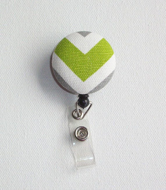 Items similar to Retractable ID Badge Holder Reel Fabric Button