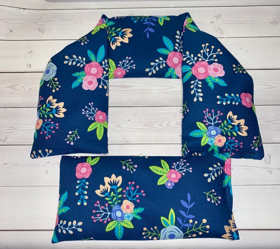 Flax Seed Neck Shoulder Wrap Warmer Eye Pillow Pink Flowers Etsy