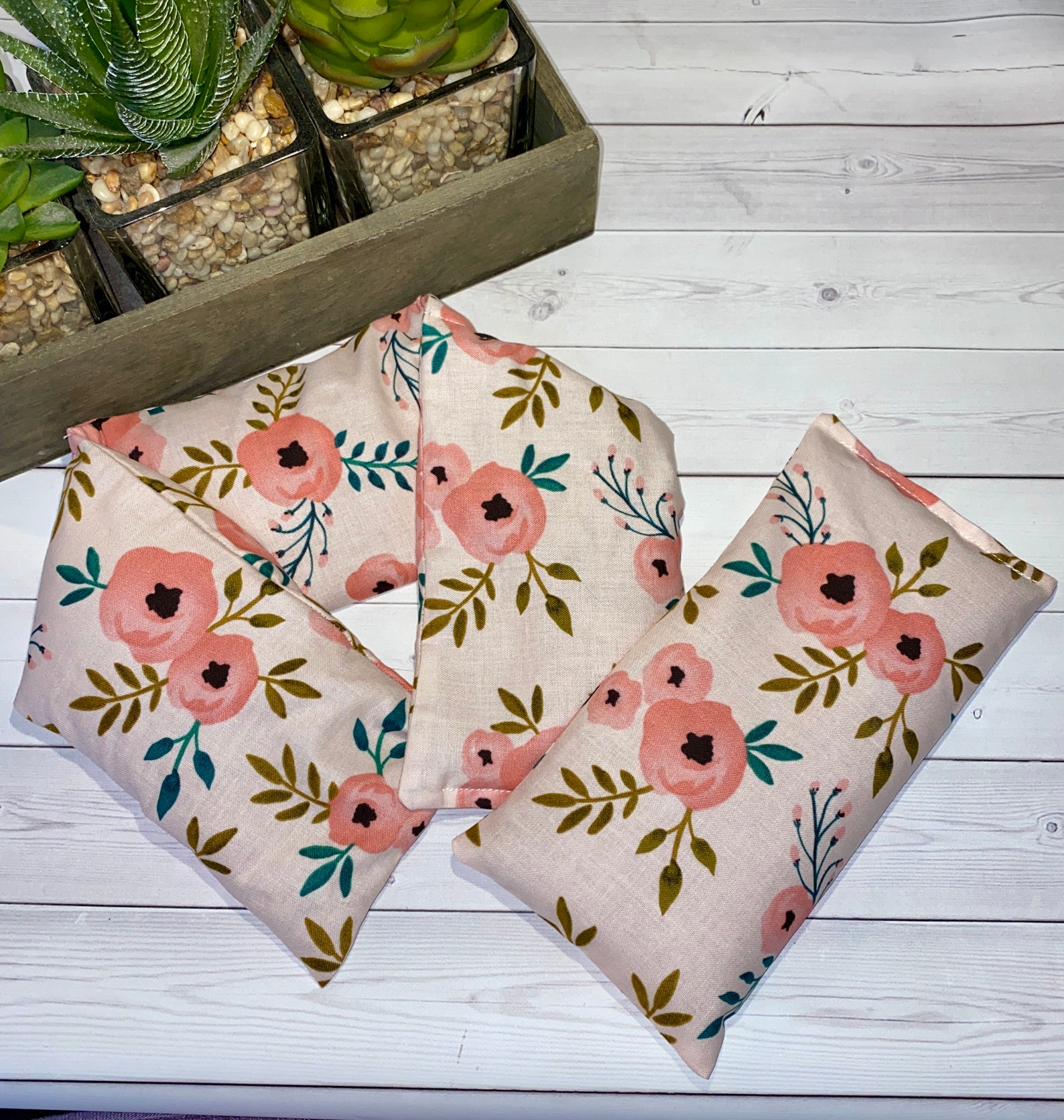 Flax Seed Neck Wrap Warmer Eye Pillow Pink Flowers Heat Cold Etsy
