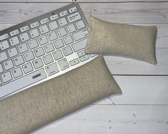 Linen - mouse wrist rest and/or keyboard rest  - natural, aqua, seafoam, orchid coworker gift, under 40 office accessories, desk decor