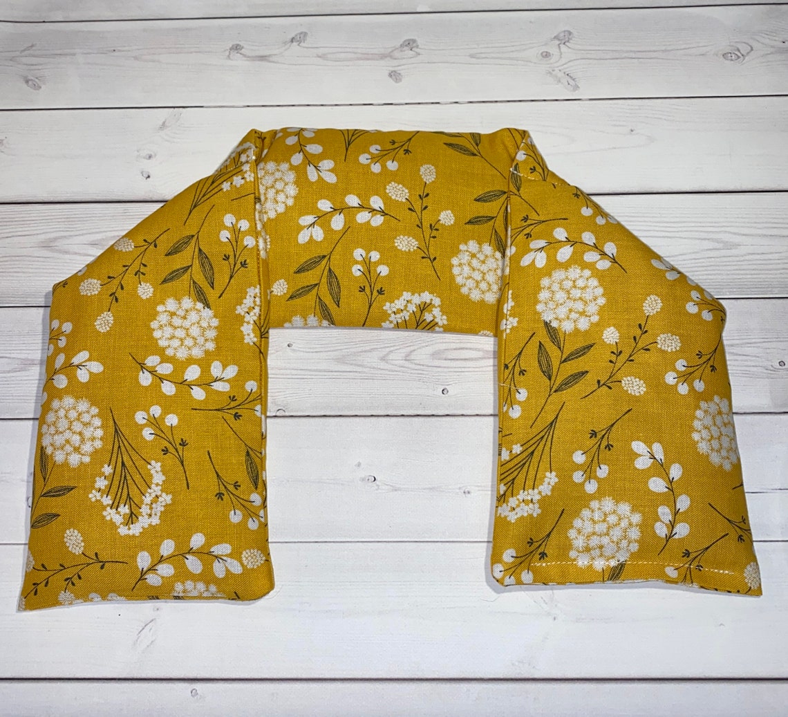 Flax Seed Neck Shoulder Wrap Warmer Relaxation Mustard Flowers Etsy