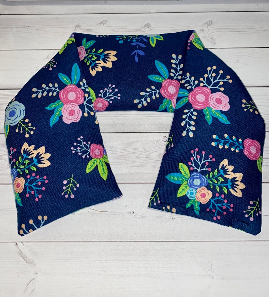 Flax Seed Neck Shoulder Wrap Warmer Blue Flowers Heat Cold Etsy
