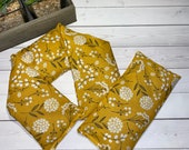 neck wrap Flax seed or rice shoulder wrap warmer eye pillow mustard yellow flowers heating pad peppermint lavender spa gift