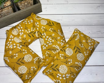neck wrap Flax seed &/or rice shoulder wrap warmer eye pillow mustard yellow flowers heating pad peppermint lavender spa gift