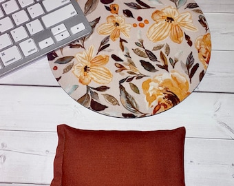 plant mouse pad and wrist rest set - floral mouse pad, mothers day gift. desk setup, option lavender or peppermint