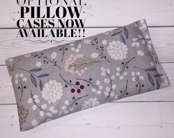 Eye Pillow lavender flax seeds heat pack aromatherapy gray floral mask spa relaxation  peppermint