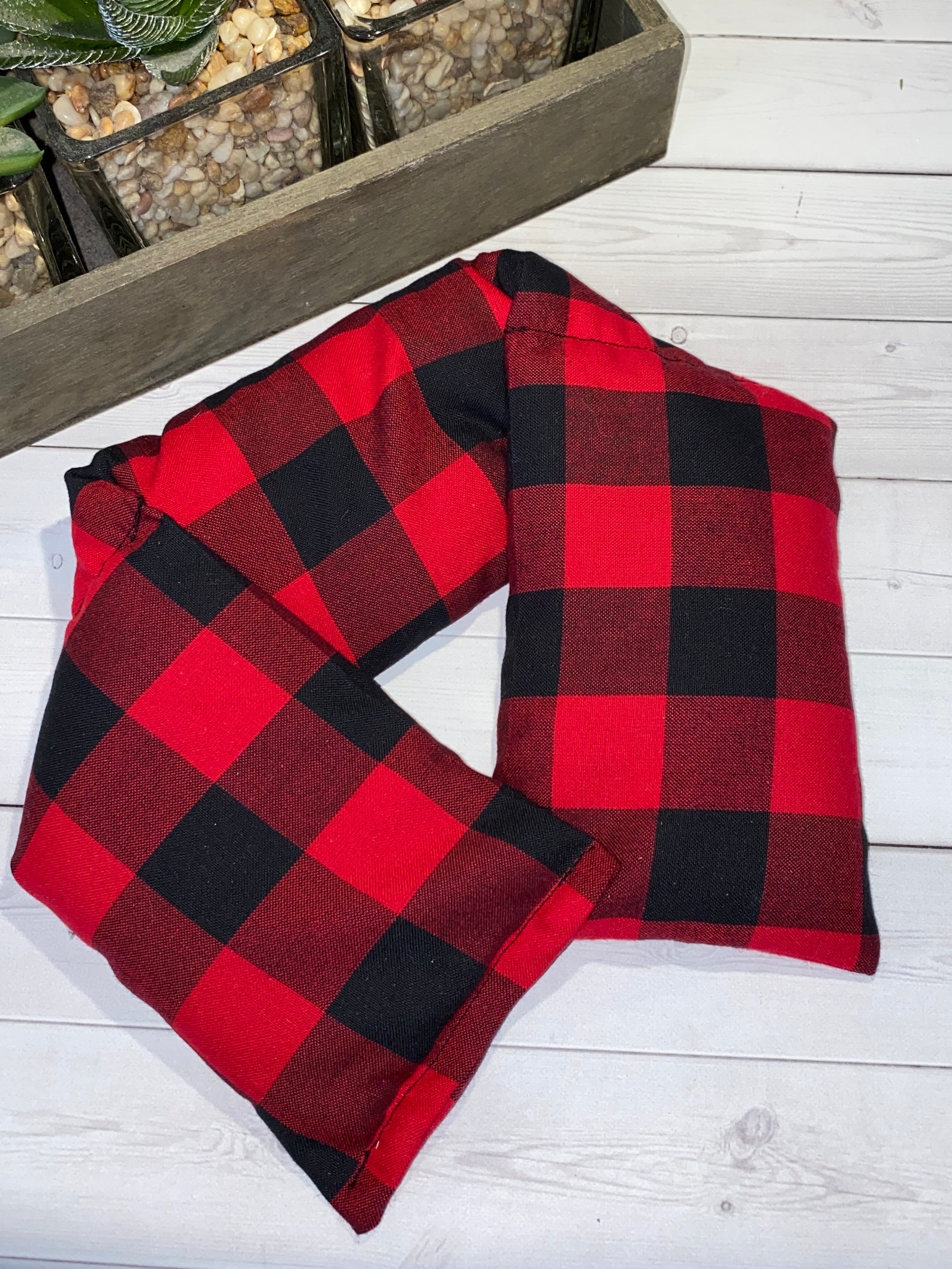 Flax Seed Neck Shoulder Wrap Warmer Eye Pillow Red Black Plaid Etsy
