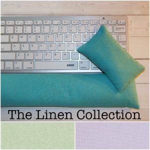 Linen - mouse wrist rest and/or keyboard rest  - aqua, seafoam, orchid coworker gift, under 40 office accessories, desk decor