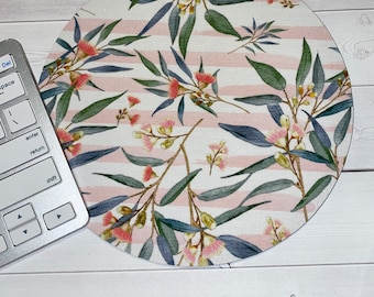 Mouse Pad mousepad / Mat - Rectangle or round - striped spring floral, home office decor, coworker gift