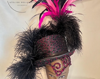 Las Vegas hat, diva hat, Las Vegas hat, Las Vegas headpiece, ostrich boa hat