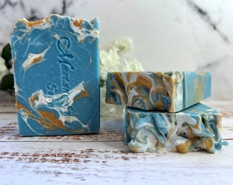 Amber Waters Soap Fresh Scented Handmade Soap - Moisturizing Shea Butter Soap For Men - Zero Waste Soap - Earth Friendly - Vegan Soap