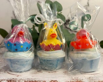 Mini Handmade Natural Soap with Adorable Mini Rubber Ducky Toy -  All Natural Ingredients, Gentle and Fun Bath Time