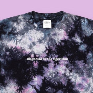 Diagnosed by the Algorithm embroidered oversized tie-dye t-shirt | meme tee for chronic illness endo autoimmune neurodivergent ADHD ASD
