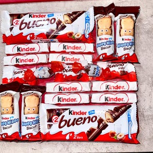 8 POLLICI - Vassoio Selezione Kinder Bueno Hippo Cioccolato Bouquet Cesto Regalo San Valentino Compleanno Mamme Padri Natale Unico