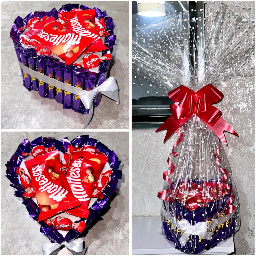 Chocolate Cadbury Twirl Maltesers Heart Bouquet Gift Hamper Valentines ...