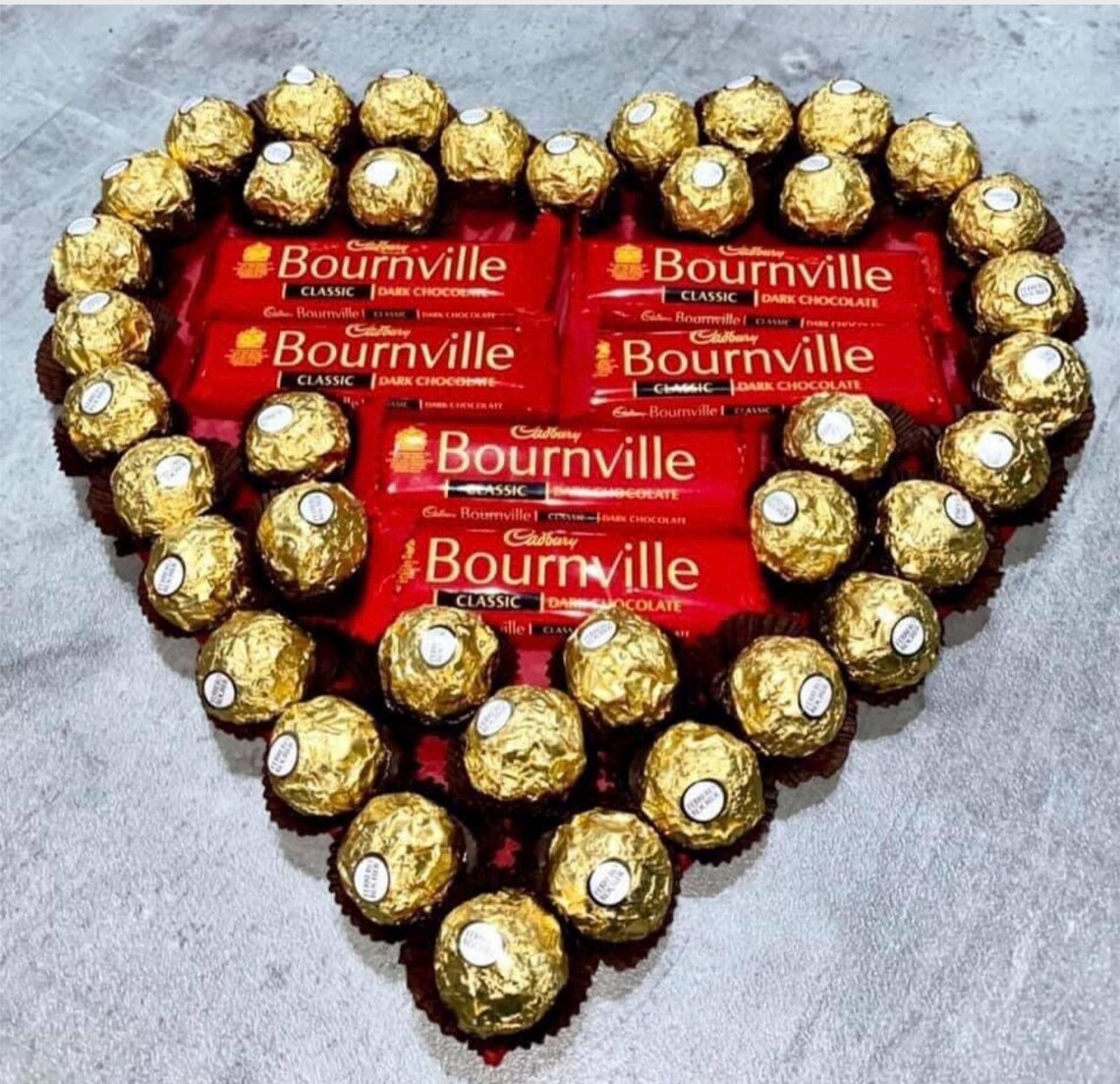 Large Ferrero Rocher Bournville Dark Chocolate Heart Platter Bouquet ...