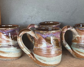 Handmade mug Stoneware pottery 14 oz  Lava design