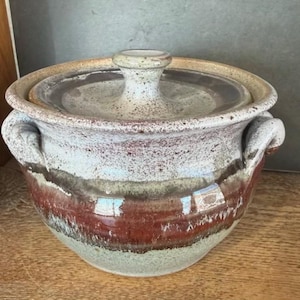Handmade pottery Covered pot 6 1/2” wide x 4 1/2” ht
