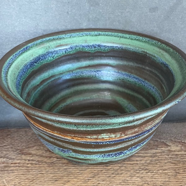 Handmade pottery medium size flare serving bowl Pine design