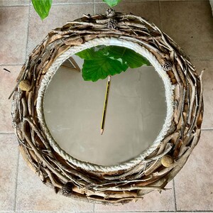 LARGE FOREST MIRROR wall art, made from recycled forest sticks, handmade, 60x60cm, home decor, gift idea