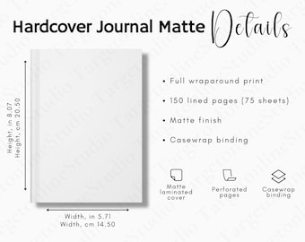 Printify Hardcover Journal Size Chart: Matte Notebook Guide (Digital Download)