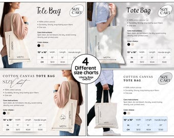 Tableau des tailles des sacs fourre-tout en toile de coton (téléchargement numérique)
