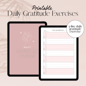 Druckbares Dankbarkeitsjournal, 5-Minuten-Routine am Morgen oder Abend, 3-Zeilen-Übung für Positivität & Achtsamkeit, A4/A5/Letter