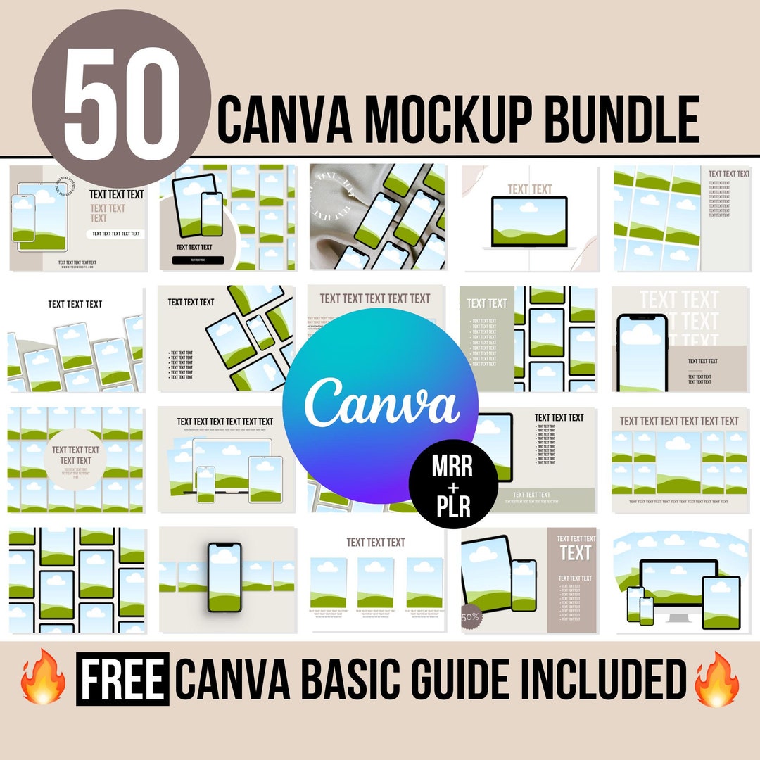 Canva Mockup Bundle, PLR and MRR, Digital Product Mockups to Rebrand ...