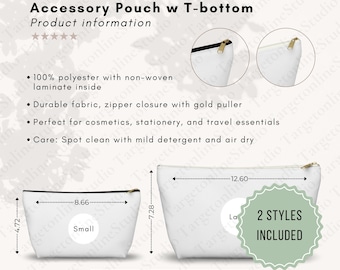 Accessory Pouch Size Chart: POD Seller Tool (Digital Download)