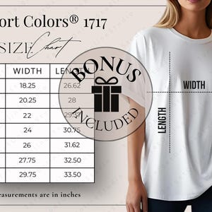 Printify Comfort Colors 1717 Size Chart, CC1717 Sizing Guide, Oversized TShirt Measurements, Product Informations, Unisex Sizing Chart