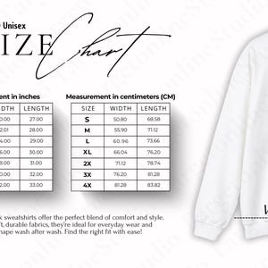 Gildan 18000 Sweatshirt Size Chart: Unisex Sizing Guide (digital PNG