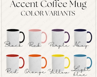 Tableau des tailles de tasses à café Printify Accent : aperçu des variantes de couleur (téléchargement numérique)