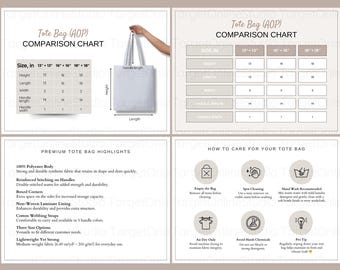 Tote Bag Size Chart Template: Printify POD Tools (Digital Download)