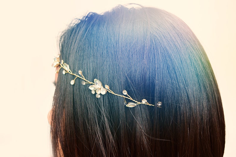 Bridal Hair Vine, Bridal Hair Accessories, Wedding Hair Accessories, Bridal Hair Piece, Rhinestone Vine Headband, Flower Hairpiece image 1