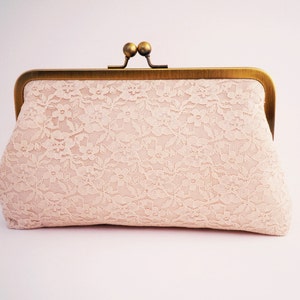 Wedding Clutch, Bridal Purse, Blush Lace, White Lace, Makeup Bag, Bridesmaids Gift, MOTB Gift, Mother of the Groom Gift image 3