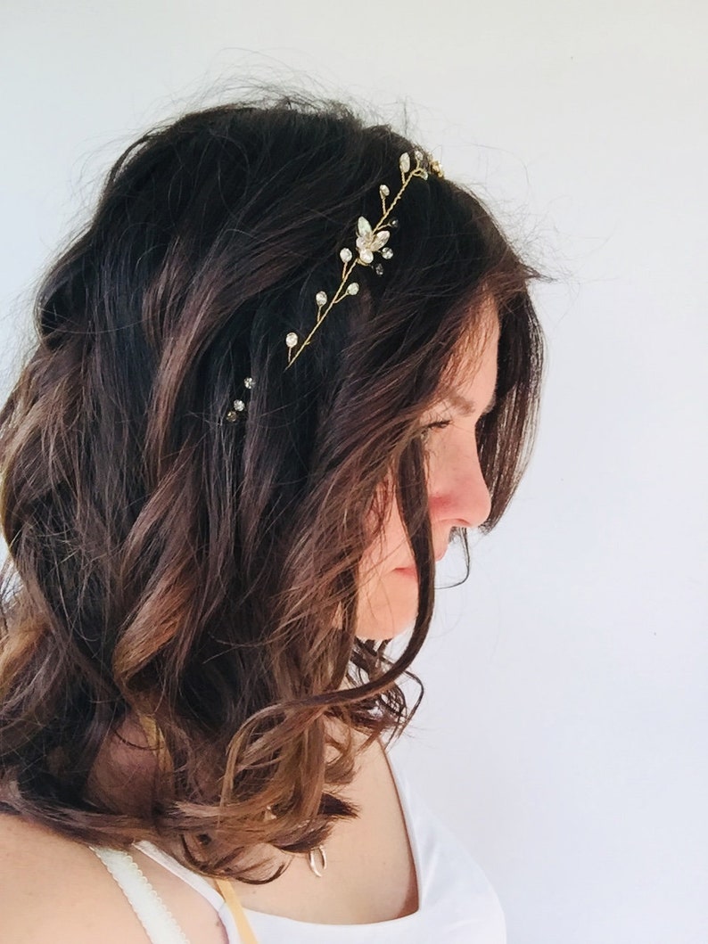 Bridal Hair Vine, Bridal Hair Accessories, Wedding Hair Accessories, Bridal Hair Piece, Rhinestone Vine Headband, Flower Hairpiece image 2