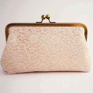 Wedding Clutch, Bridal Purse, Blush Lace, White Lace, Makeup Bag, Bridesmaids Gift, MOTB Gift, Mother of the Groom Gift image 2