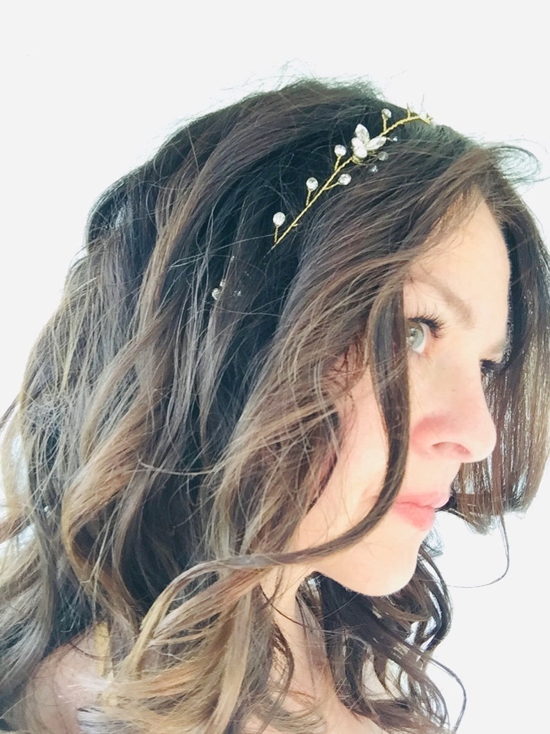 Bridal Hair Vine, Bridal Hair Accessories, Wedding Hair Accessories, Bridal Hair Piece, Rhinestone Vine Headband, Flower Hairpiece image 3