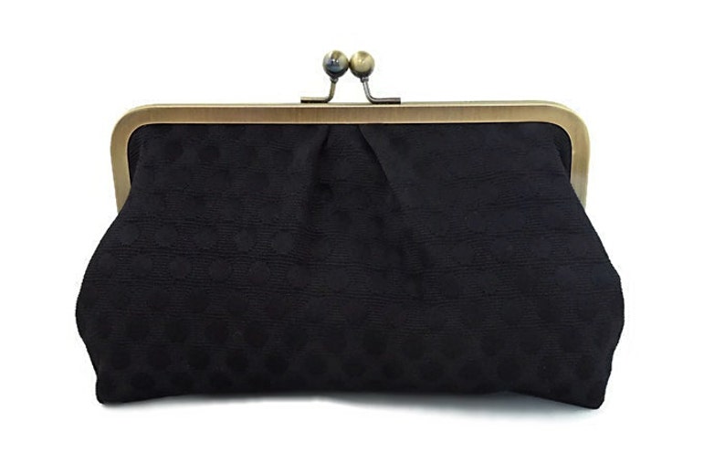 Black Bag, Wedding Accessories, Polka Dot, Bridesmaids Gifts, Personalized Gift, bridesmaids Accessories, Formal Clutch, MOH Gift, MOTB Gift image 1