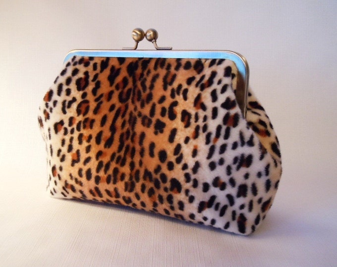 Clutch Purse Faux Leopard and Red Etsy