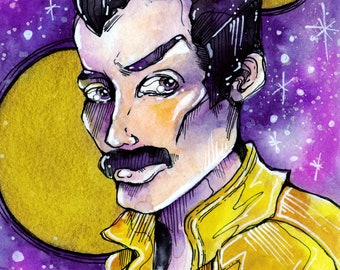 Freddie Mercury Queen 1980s Art Print